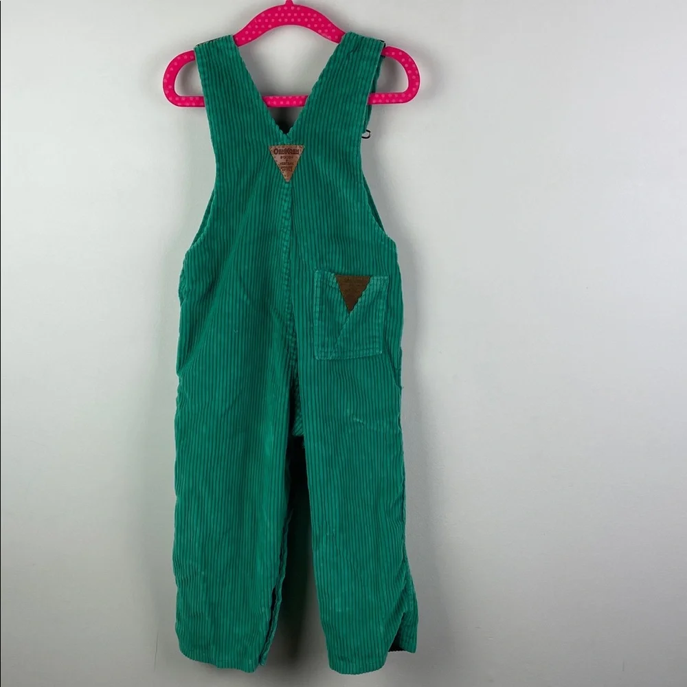 Vintage Osh Kosh B'Gosh Pony Express Green Corduroy Vestbak Overalls